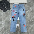 Chrome Hearts Stencil Cross Patch Denim Men's Navy and Red Jeans 2