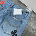 Chrome Hearts Stencil Cross Patch Denim Men's Navy and Red Jeans 9