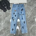 chrome hearts jeans Men Cross Leather