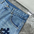 chrome hearts jeans Men Cross Leather Stitch Denim Jean