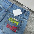 chrome hearts jeans Men Cross Leather Stitch Denim Jean