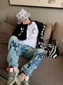 chrome hearts jeans Men Cross Leather Stitch Denim Jean