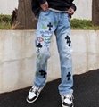 Chrome Hearts Sex Records Jeans Cross Embroidery Graffiti Casual Denim Jeans 