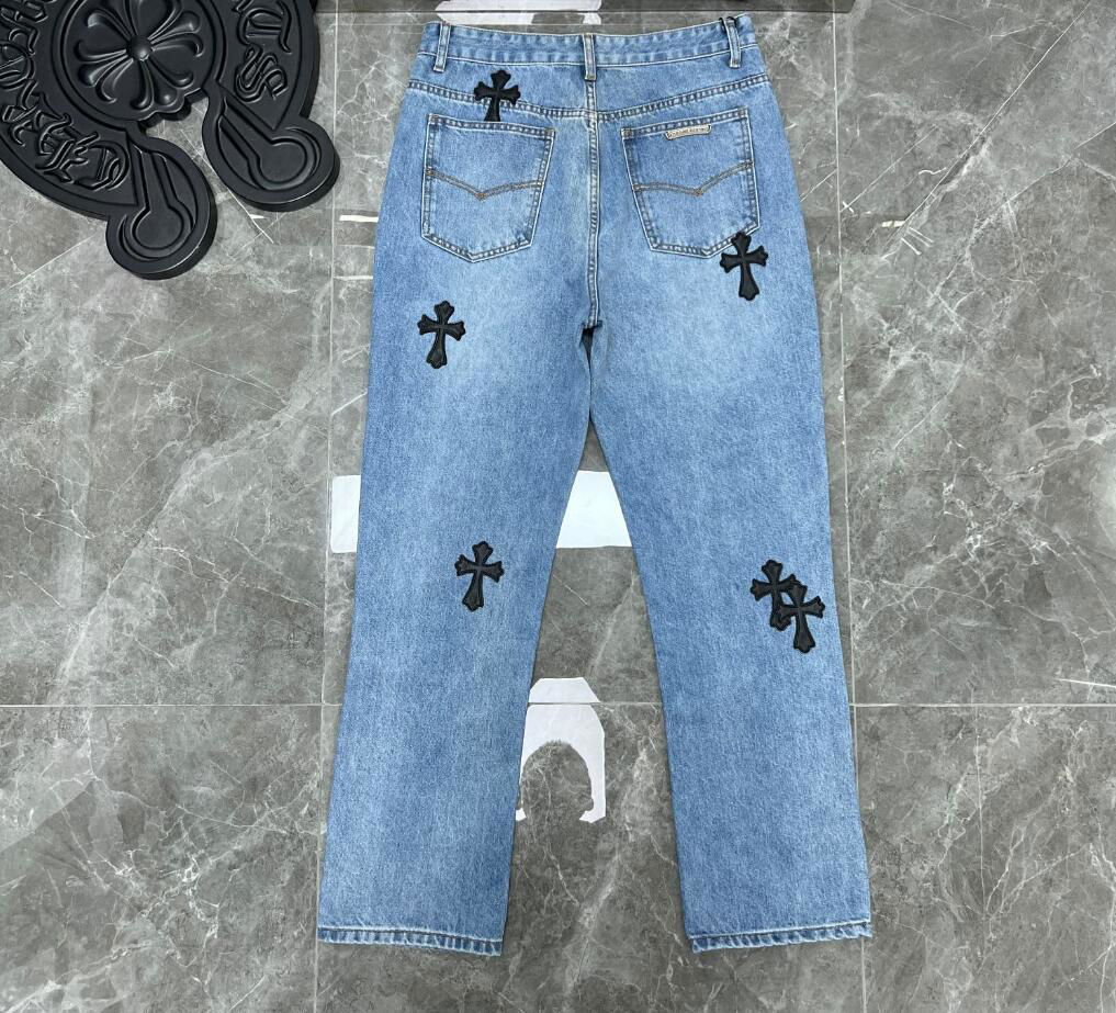 Chrome Hearts Sex Records Jeans Cross Embroidery Graffiti Casual Denim Jeans  2
