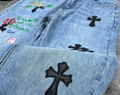 Chrome Hearts Sex Records Jeans Cross Embroidery Graffiti Casual Denim Jeans 