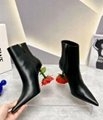       Leather Rose Heel Ankle Boots In Black Women's Leather Heel Ankle Boots 3