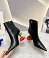 Loewe Leather Rose Heel Ankle Boots In Black Women's Leather Heel Ankle Boots