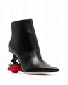       Leather Rose Heel Ankle Boots In Black Women's Leather Heel Ankle Boots 5