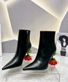       Leather Rose Heel Ankle Boots In Black Women's Leather Heel Ankle Boots 2