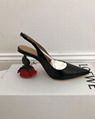       Black Rose Heel 100 Slingback Rose Leather pumps 4