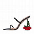       Black Rose Heel 100 Slingback Rose Leather pumps 9