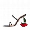 Loewe Black Rose Heel 100 Slingback Rose Leather pumps