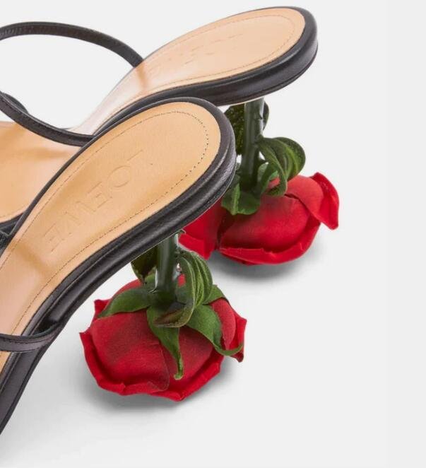       Rose Heel Sandal in Black Rose Heel Mules  3