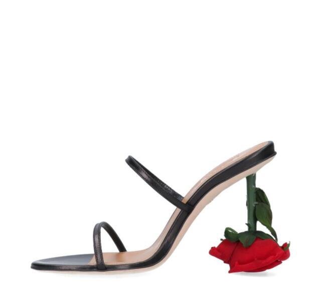       Rose Heel Sandal in Black Rose Heel Mules  5