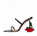 Loewe Rose Heel Sandal in Black Rose Heel Mules 