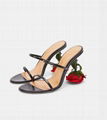 Loewe Rose Heel Sandal in Black Rose Heel Mules 