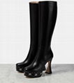       GG knee-high leather boots GG embellished platform soles towering flared 3
