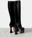       GG knee-high leather boots GG embellished platform soles towering flared 6