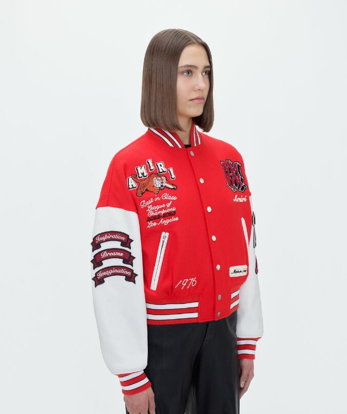 Amiri Tiger Logo Patch Varsity Jacket Red Fashion Tiger Jackets 3