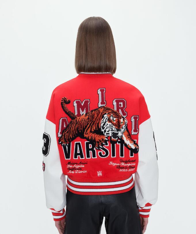 Amiri Tiger Logo Patch Varsity Jacket Red Fashion Tiger Jackets 2