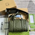       Jumbo GG Mini Duffle Bag Green Leather Men Shoulder Jumbo  L   age Bag 