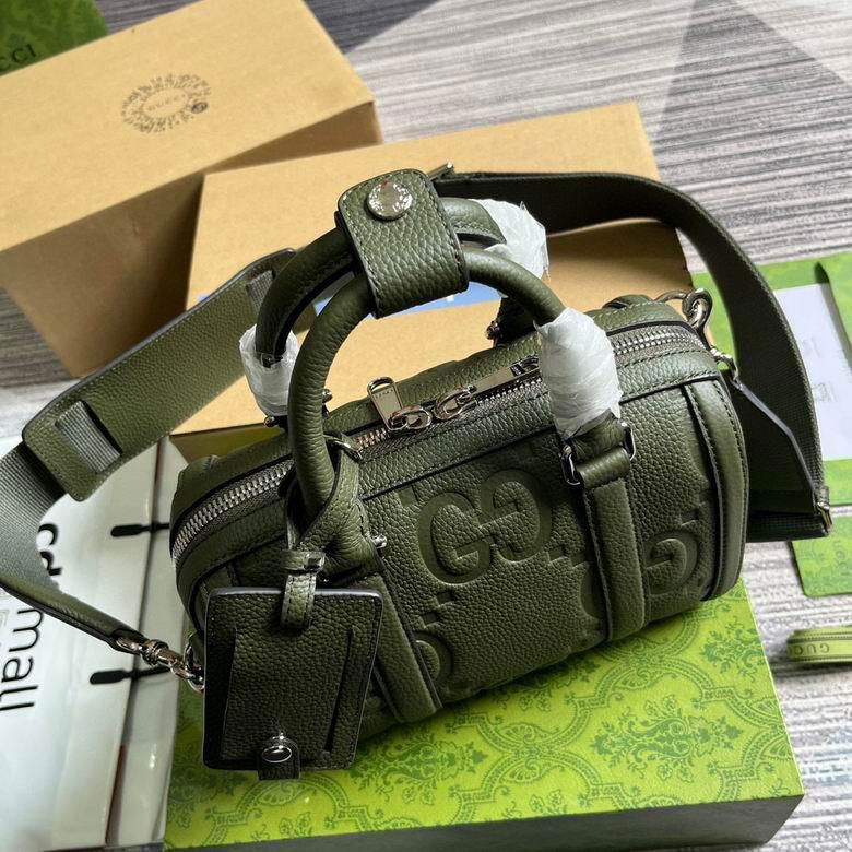       Jumbo GG Mini Duffle Bag Green Leather Men Shoulder Jumbo  L   age Bag  5