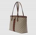 Gucci OPHIDIA GG MEDIUM TOTE Beige GG Supreme canvas brown leather trim Bags