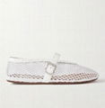 Alaia Crystal-Embellished Buckled Leather Ballet Flats Mary Jane Flats 