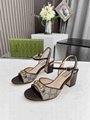 Gucci Women's Leather Horsebit Mid heel Ankle-Strap Sandals Harness Brown Horseb