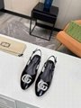Gucci Women Ballerina with crystal double G slingback GG Patent Leather Sandals