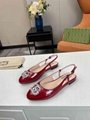 Gucci Women Ballerina with crystal double G slingback GG Patent Leather Sandals