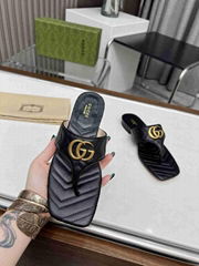 Gucci GG Marmont Leather thong sandals Ladies DOUBLE G THONG SANDAL