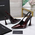 Saint Laurent Lee Pointed Toe Slingback Pump Ysl Patent Leather Buckle Sandals