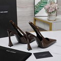 Saint Laurent Lee Pointed Toe Slingback Pump Ysl Patent Leather Buckle Sandals