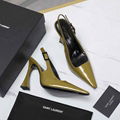 Saint Laurent Lee Pointed Toe Slingback Pump Ysl Patent Leather Buckle Sandals