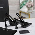 Saint Laurent Lee Pointed Toe Slingback Pump Ysl Patent Leather Buckle Sandals