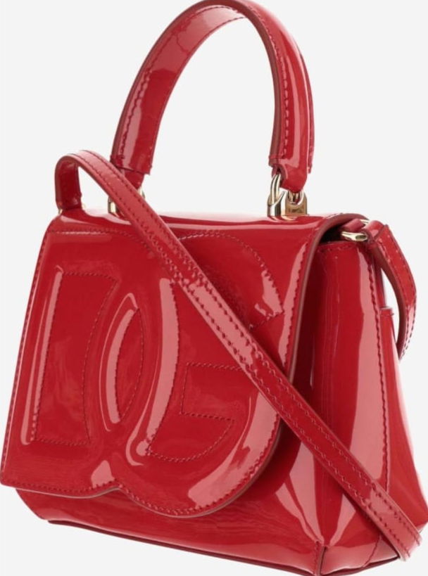                 DG Logo Patent Leather Bag     Handle Top Tote Handbag 3