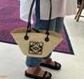 Small       Anagram Basket bag in iraca palm and calfskin       beach bag 3