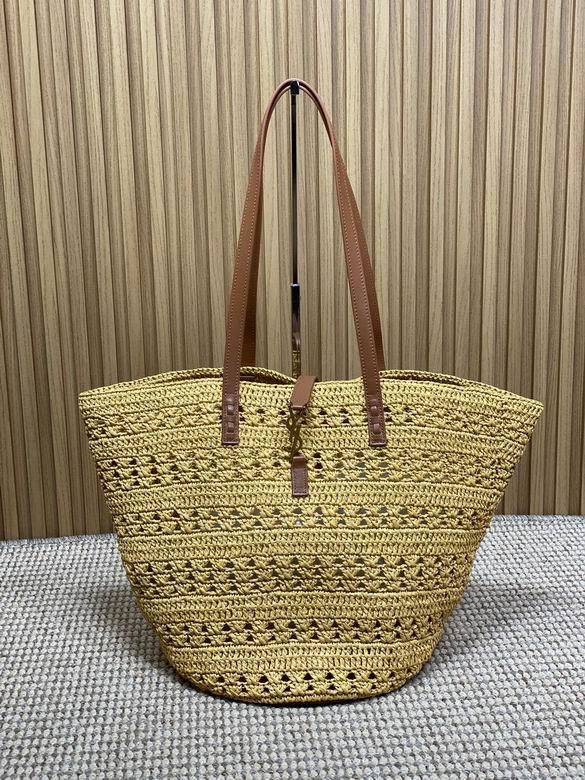 Saint Laurent PANIER MEDIUM BAG IN RAFFIA     BASKET BAG WITH LEATHER HANDLES 2