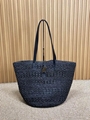 Saint Laurent PANIER MEDIUM BAG IN RAFFIA YSL BASKET BAG WITH LEATHER HANDLES