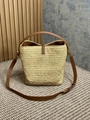 SAINT LAURENT Le 37 Raffia Bucket Bag Natural YSL Beach Bag summer