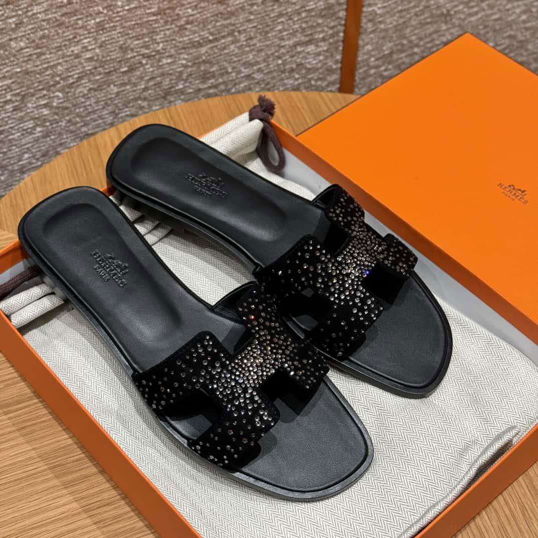        ORAN RHINESTONE SANDALS Black H Slides oran sandals  2