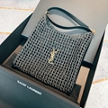 SAINT LAURENT WOMEN OXALIS IN RAFFIA CROCHET AND LEATHER NET SHOULDER BAG