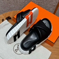 HERMES Black Calfskin Leather Infra Sandals Hermes Slides