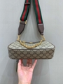 GUCCI Ophidia textured leather-trimmed printed coated-canvas shouder bag