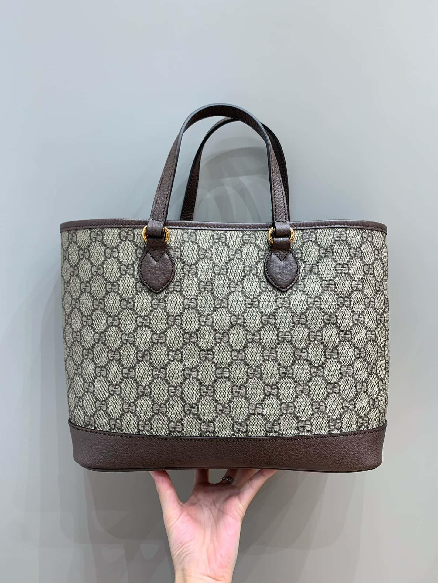       Ophidia small tote bag in beige and ebony       tote  7