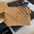 Saint Laurent Loulou Large YSL Quilted Suede Shoulder Bag