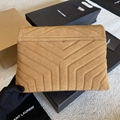 Saint Laurent Loulou Large YSL Quilted Suede Shoulder Bag