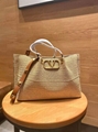Valentino Garavani Women's Natural Medium Straw Summer Tote VALENTINO V Logo Bag