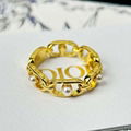 CD Pearls Navy Ring Gold-finish metal